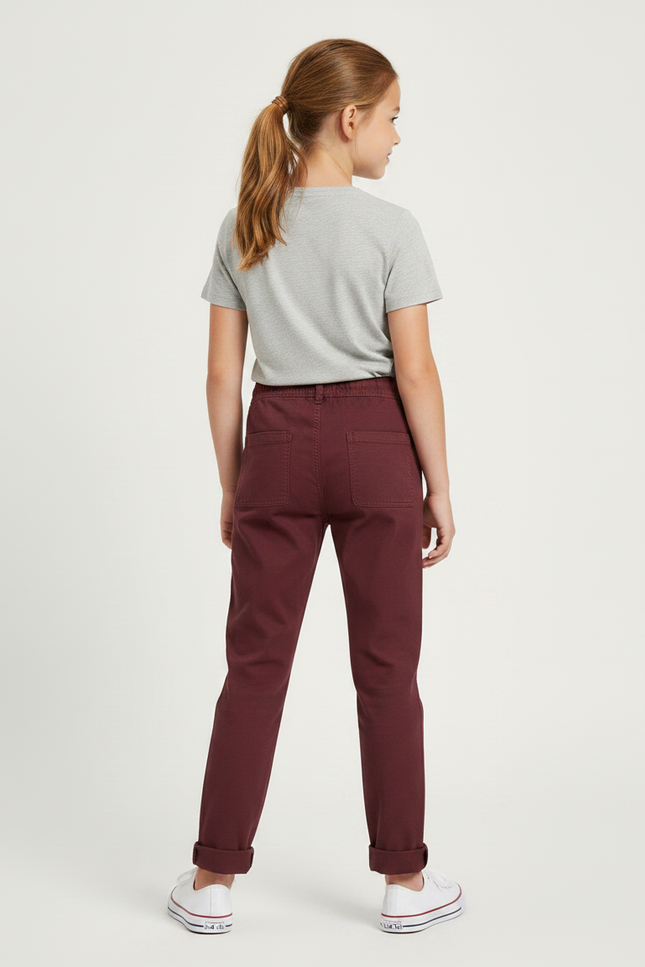 Pantalon Chino Bordeaux Coton Décontracté Enfant - vue 2