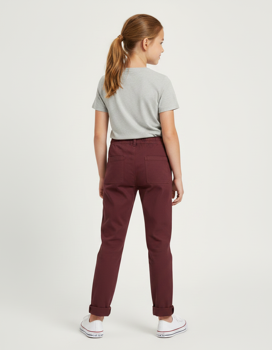 Pantalon Chino Bordeaux Coton Décontracté Enfant - vue 2