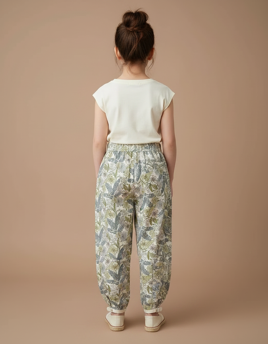 Pantalon Chino Fleuri Ample Léger Anti-Moustique Fille - Imprimé Viscose - vue 2
