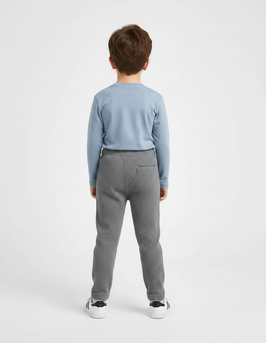Pantalon Chino Gris Côtelé Enfant Confortable - Cordé - vue 2