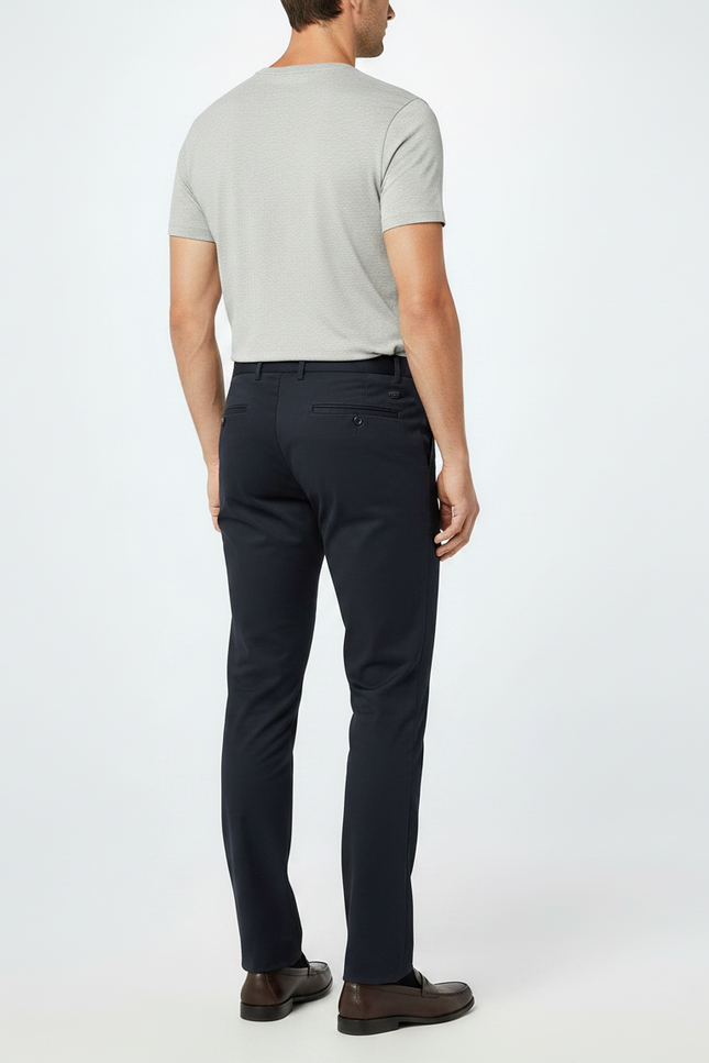 Pantalon Chino Slim Homme Bleu Marine - Gabardine - vue 2