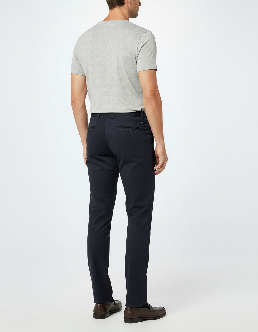 Pantalon Chino Slim Homme Bleu Marine - Gabardine - vue 2