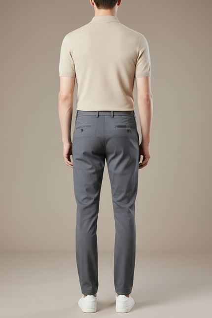 Pantalon Chino Gris Slim Élégant Confortable Homme - Gabardine - vue 2