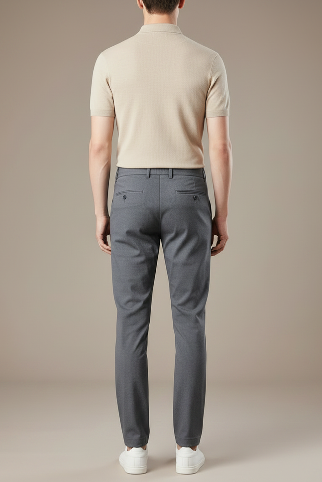 Pantalon Chino Gris Slim Élégant Confortable Homme - Gabardine - vue 2