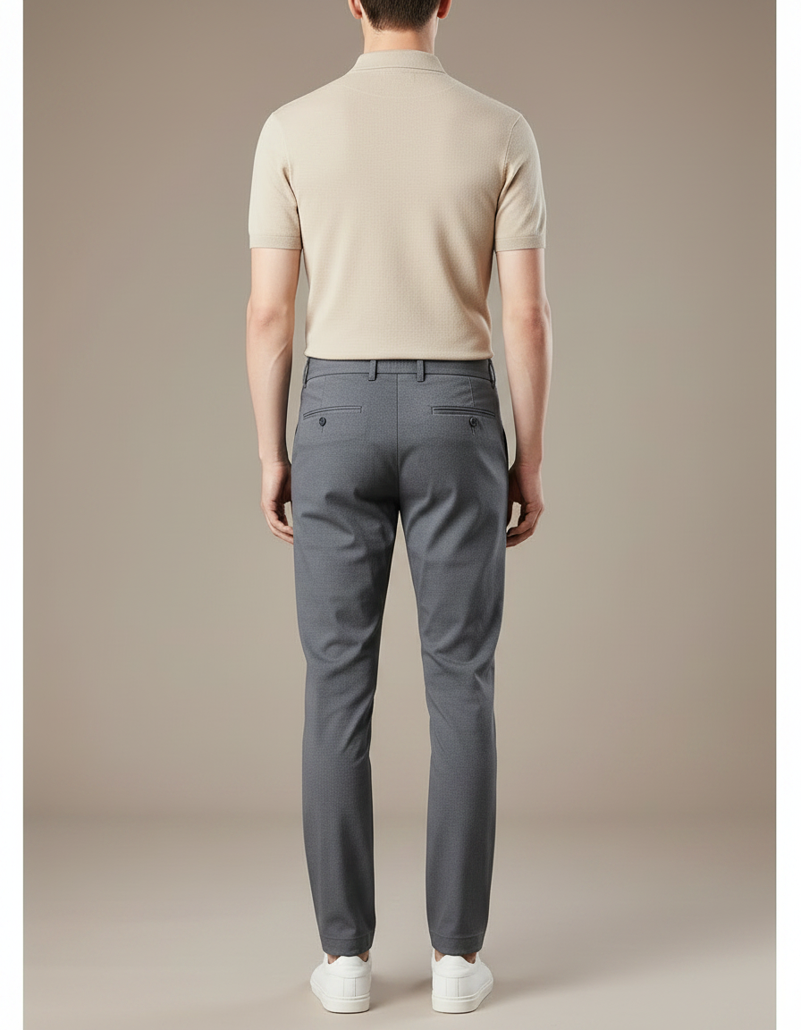 Pantalon Chino Gris Slim Élégant Confortable Homme - Gabardine - vue 2