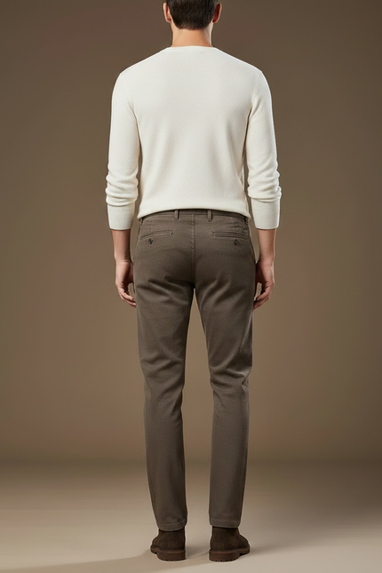 Pantalon Chino Marron Slim Décontracté Uni Homme - Gabardine - vue 2