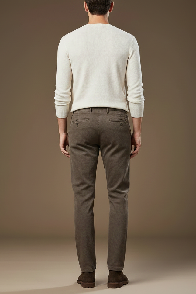 Pantalon Chino Marron Slim Décontracté Uni Homme - Gabardine - vue 2