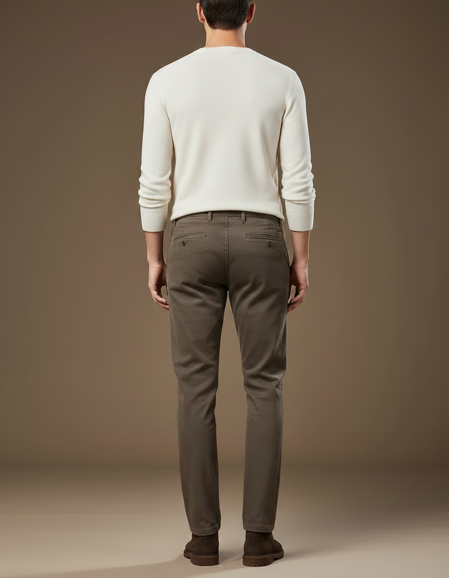 Pantalon Chino Marron Slim Décontracté Uni Homme - Gabardine - vue 2