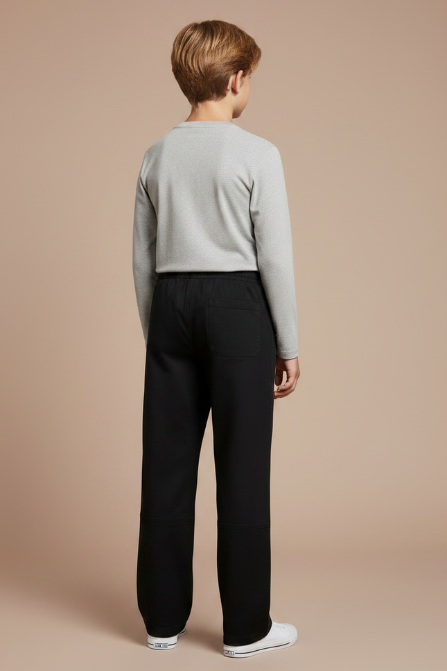Pantalon Chino Noir Ample Coton Décontracté Garçon - vue 2