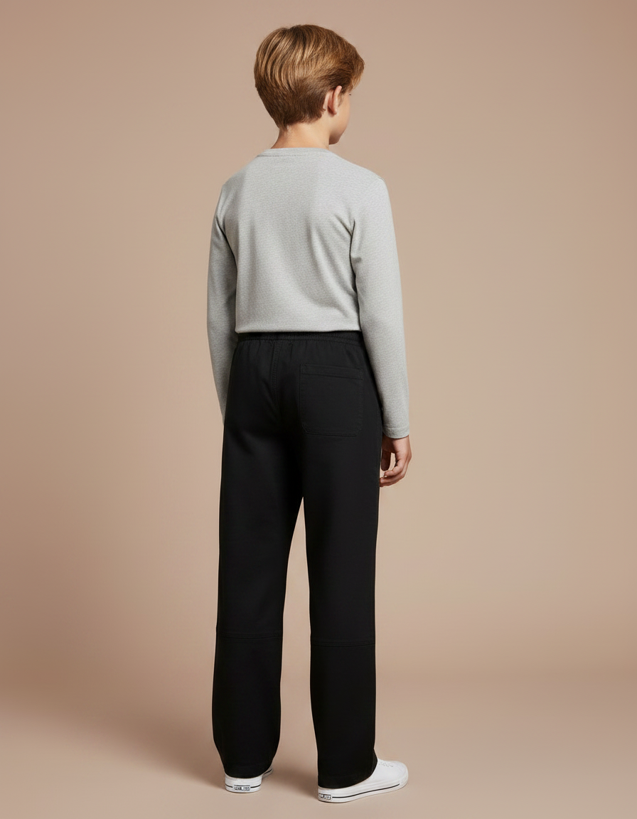 Pantalon Chino Noir Ample Coton Décontracté Garçon - vue 2