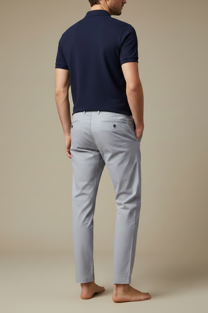 Pantalon Chino Gris Clair Coton Droit Décontracté Homme - vue 2