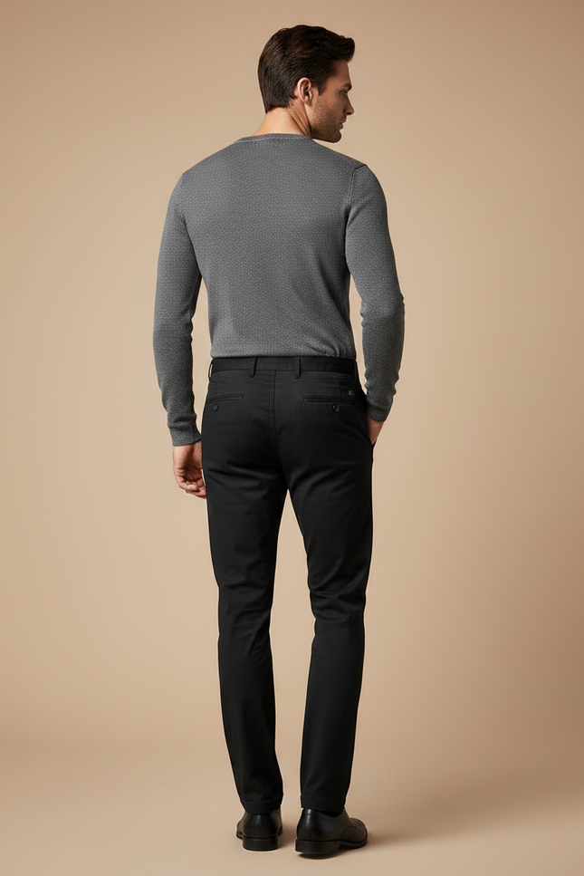 Pantalon Chino Noir Coton Droit Business - vue 2
