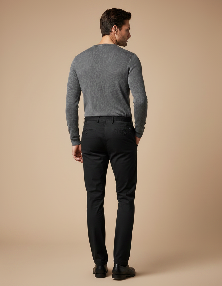Pantalon Chino Noir Coton Droit Business - vue 2
