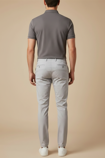 Pantalon Chino Gris Clair Slim Ajusté Décontracté - Gabardine - vue 2
