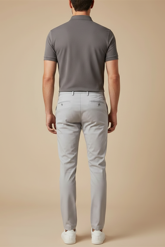 Pantalon Chino Gris Clair Slim Ajusté Décontracté - Gabardine - vue 2