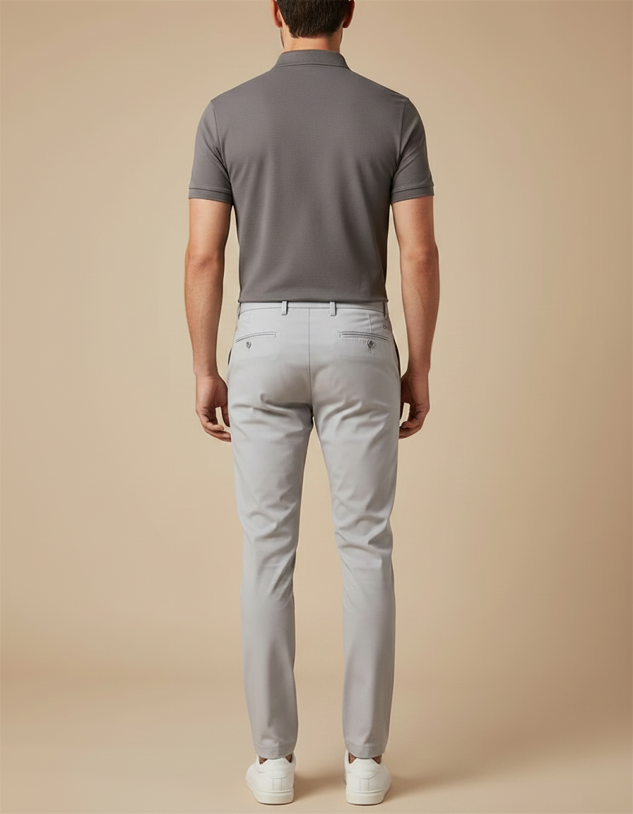 Pantalon Chino Gris Clair Slim Ajusté Décontracté - Gabardine - vue 2