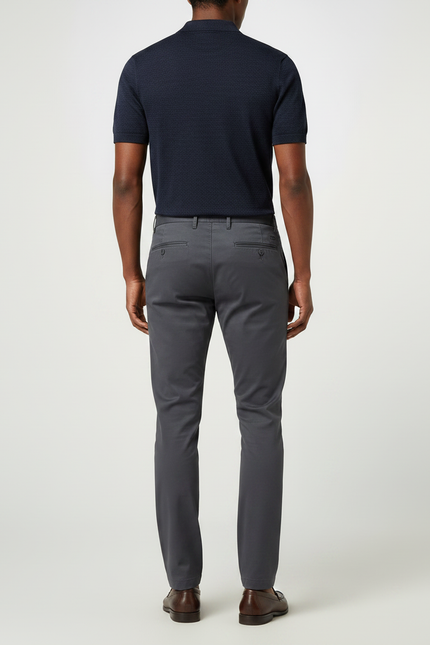 Pantalon Chino Gris Slim Stretch Décontracté Homme - Gabardine - vue 2