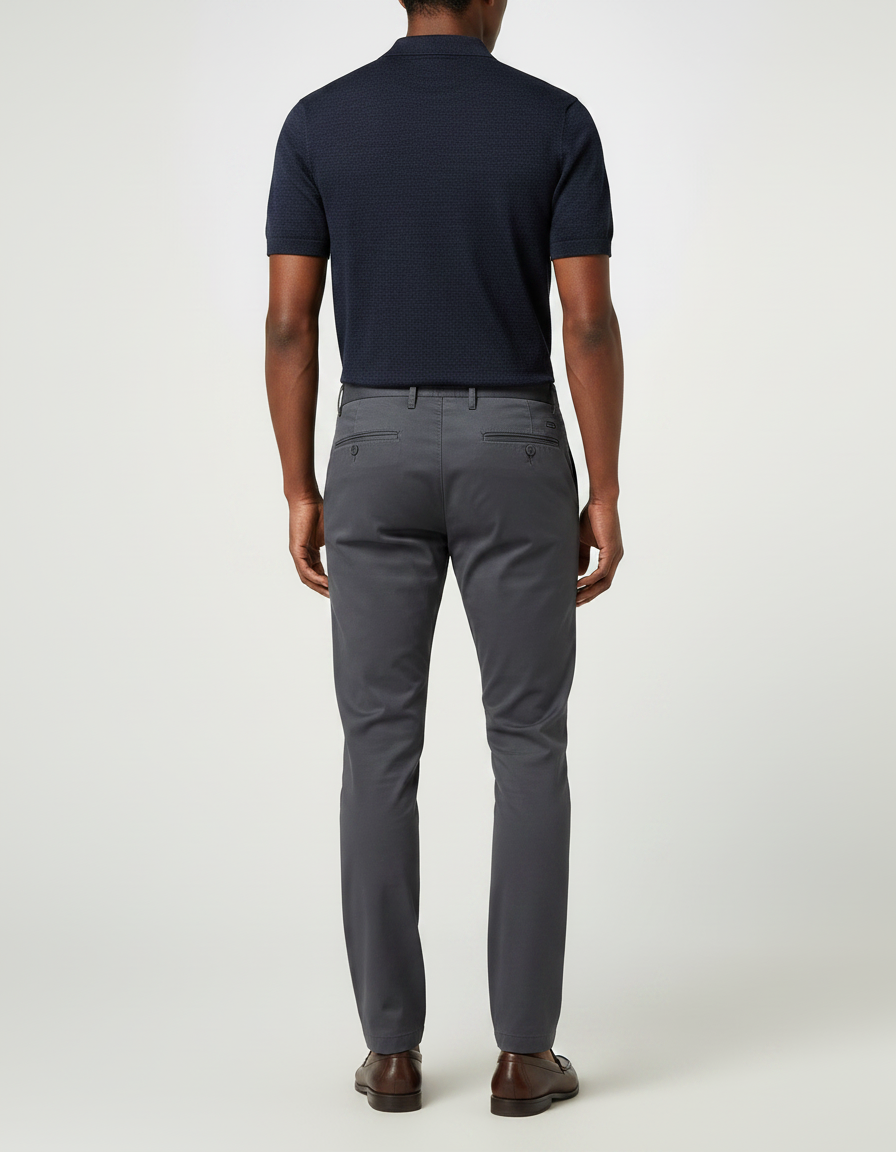 Pantalon Chino Gris Slim Stretch Décontracté Homme - Gabardine - vue 2
