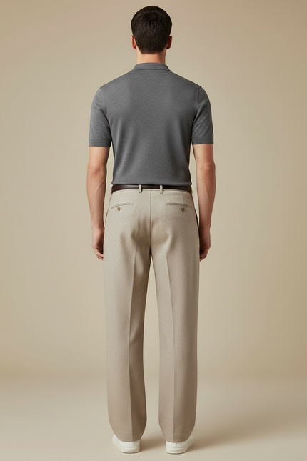 Pantalon Chino Beige Laine Droit Décontracté Homme - vue 2