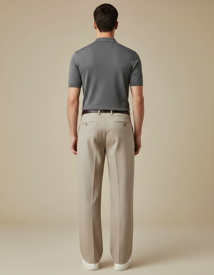Pantalon Chino Beige Laine Droit Décontracté Homme - vue 2