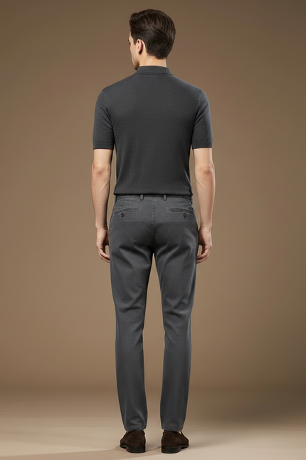 Pantalon Chino Gris Anthracite Coupe Droite Extensible Homme - Coton - vue 2