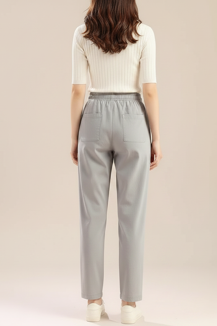 Pantalon Chino Gris Droit Fluide Décontracté Femme - Polyester - vue 2