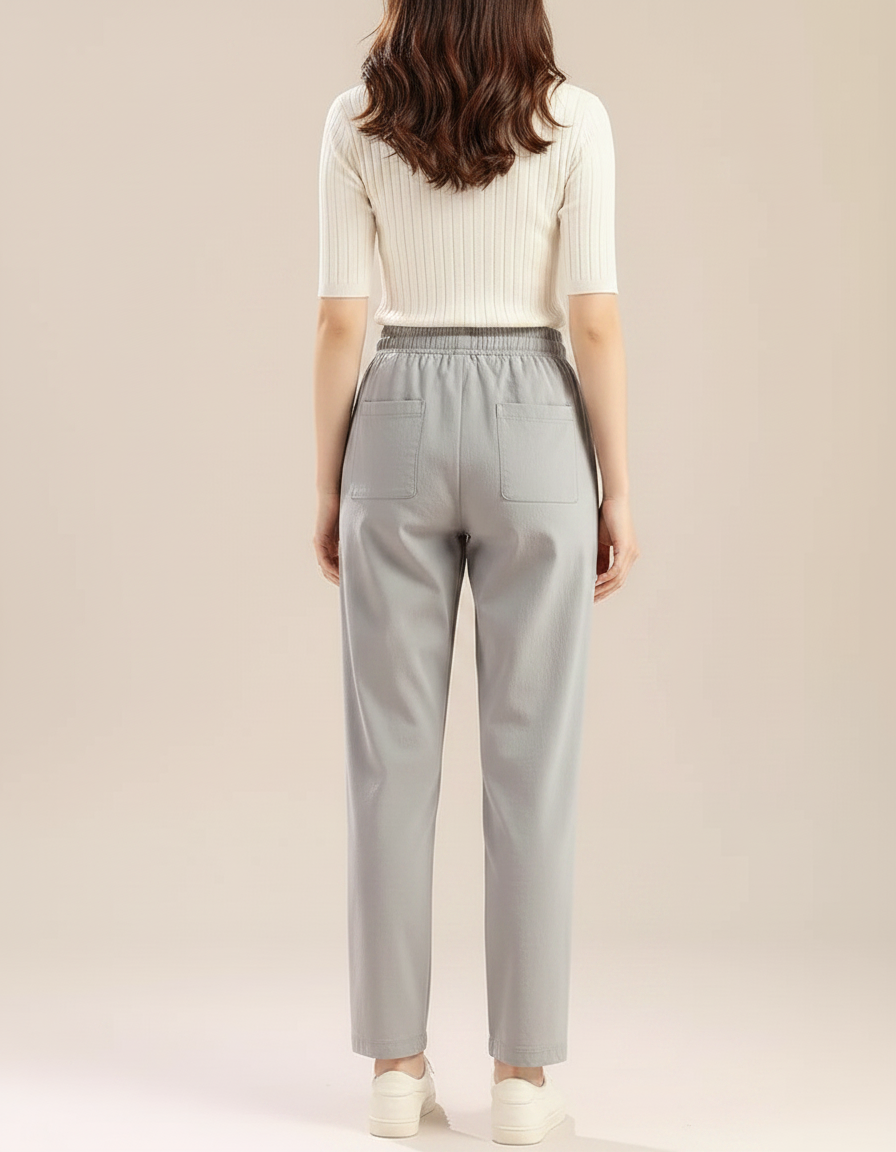 Pantalon Chino Gris Droit Fluide Décontracté Femme - Polyester - vue 2