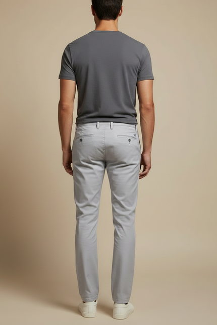 Pantalon Chino Gris Clair Slim Coton Homme - vue 2