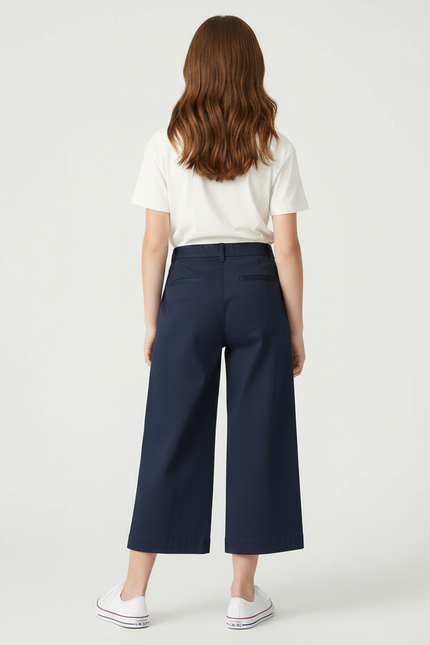 Pantalon Chino Bleu Marine Ample Coton Enfant Décontracté - vue 2