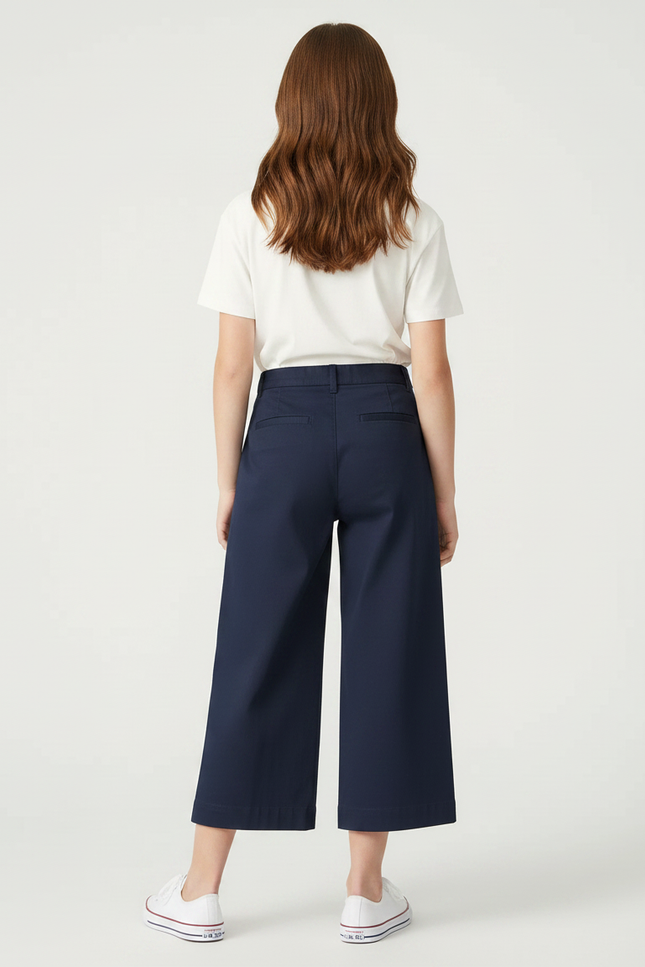 Pantalon Chino Bleu Marine Ample Coton Enfant Décontracté - vue 2
