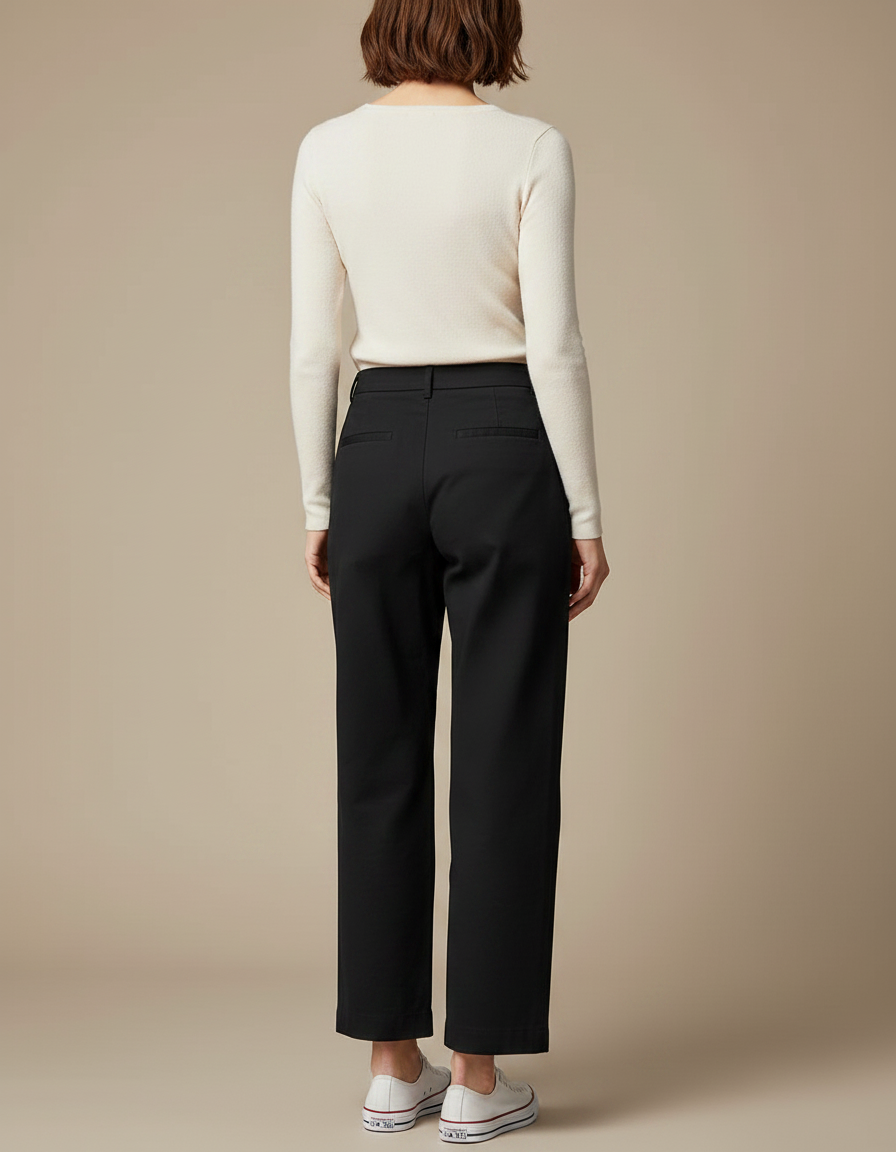 Femme Pantalon Chino - Noir Gabardine - vue 2