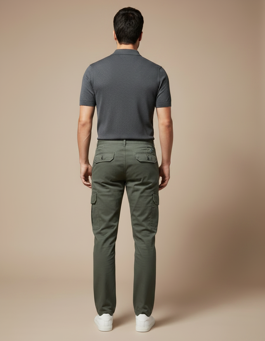 Pantalon Chino Cargo - Kaki Gabardine - vue 2