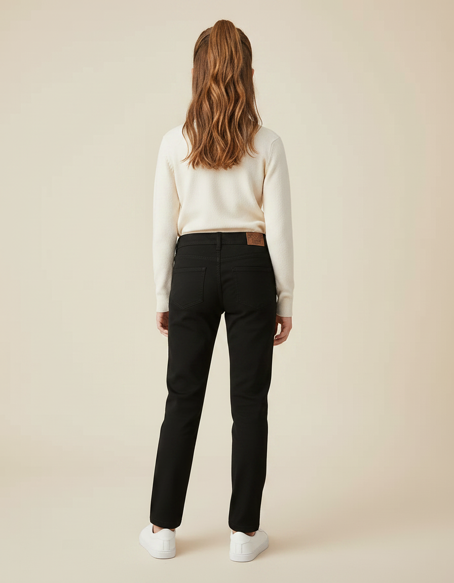 Pantalon Chino Noir Coton Droit Enfant - vue 2
