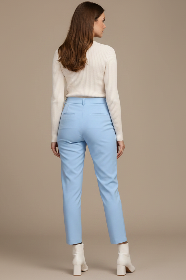 Pantalon Chino Femme Bleu Ciel - Simili cuir - vue 2