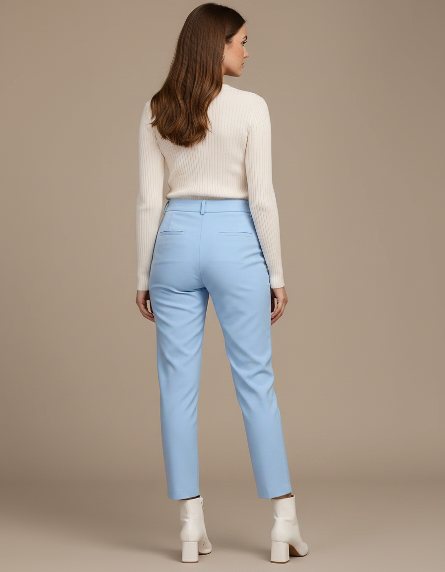Pantalon Chino Femme Bleu Ciel - Simili cuir - vue 2