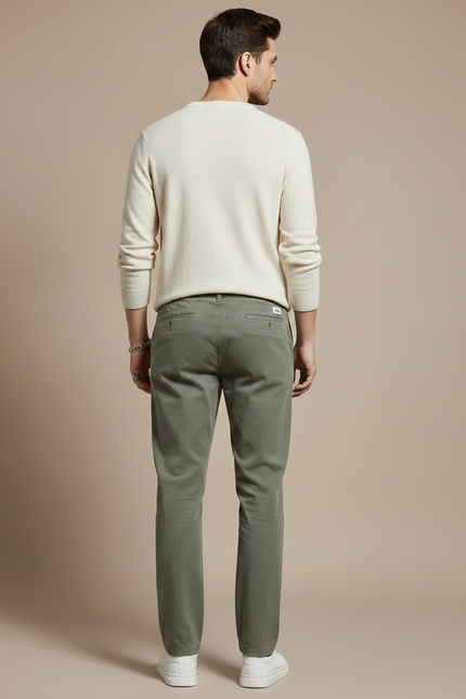 Pantalon Chino Vert Coton Décontracté Cordon Homme - Kaki - vue 2