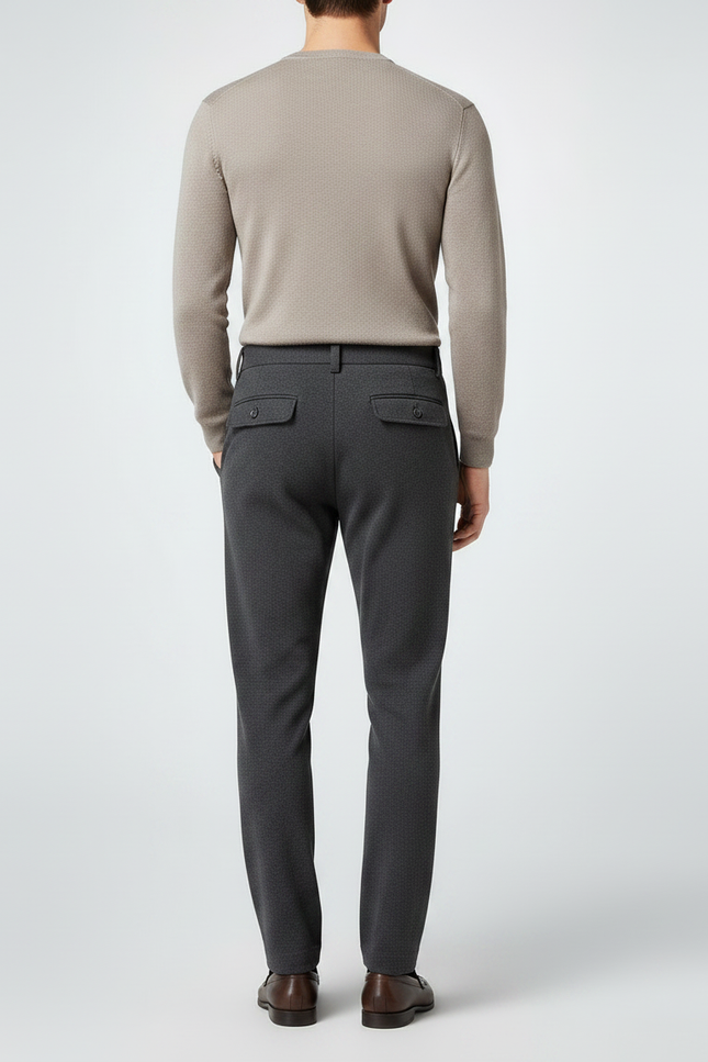 Pantalon Chino Gris Laine Droit Homme Élégant - vue 2