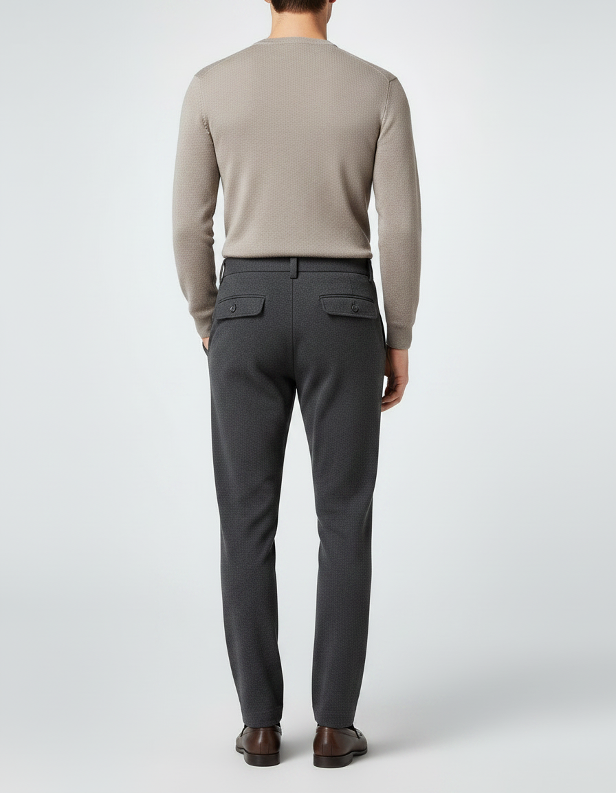 Pantalon Chino Gris Laine Droit Homme Élégant - vue 2