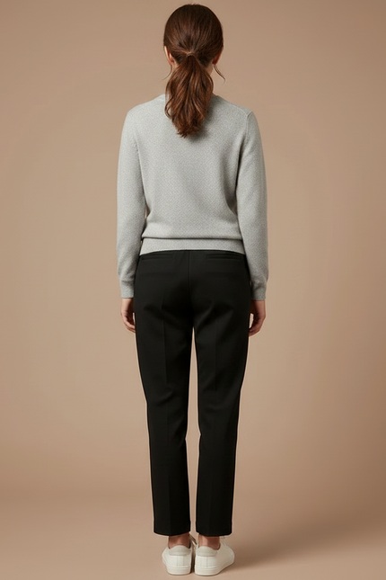 Pantalon Chino Noir Droit Taille Haute Décontracté - Polyester - vue 2