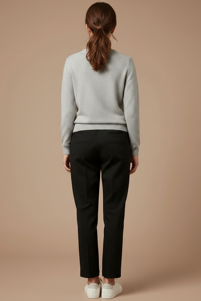 Pantalon Chino Noir Droit Taille Haute Décontracté - Polyester - vue 2