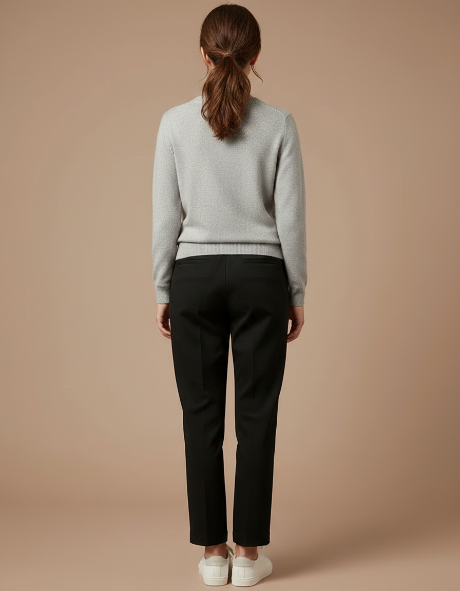 Pantalon Chino Noir Droit Taille Haute Décontracté - Polyester - vue 2
