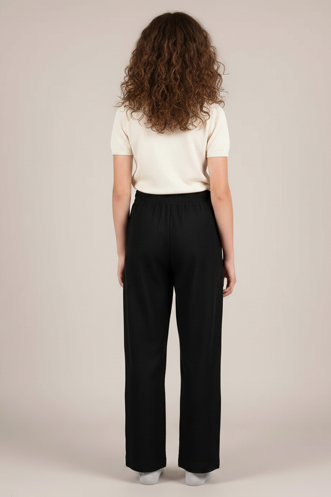 Pantalon Chino Noir Côtelé Ample Confortable Enfant - Cordé - vue 2