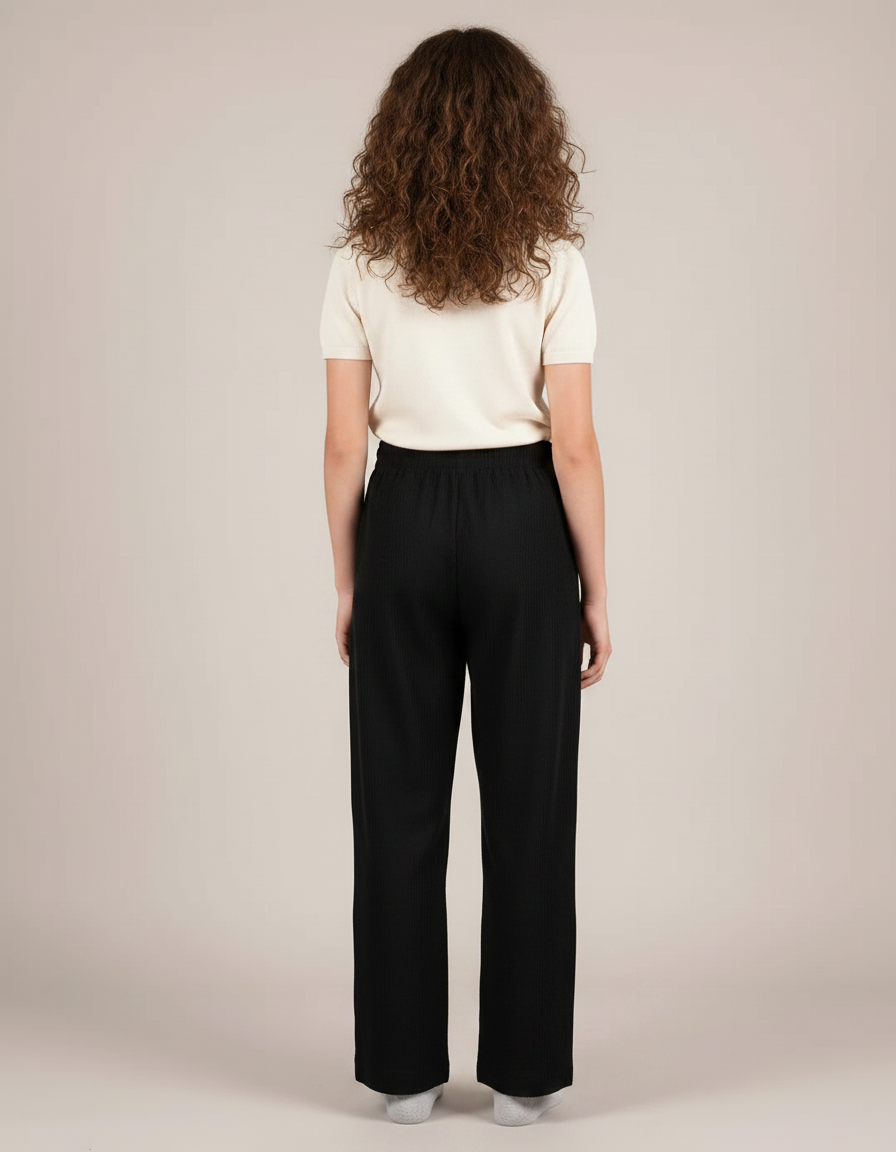 Pantalon Chino Noir Côtelé Ample Confortable Enfant - Cordé - vue 2