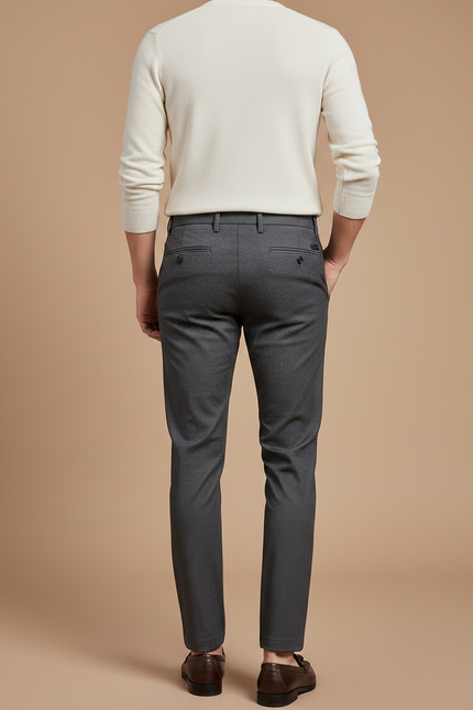 Pantalon Chino Gris Slim Élégant Business Homme - Laine - vue 2