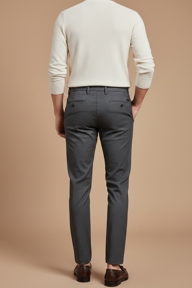 Pantalon Chino Gris Slim Élégant Business Homme - Laine - vue 2