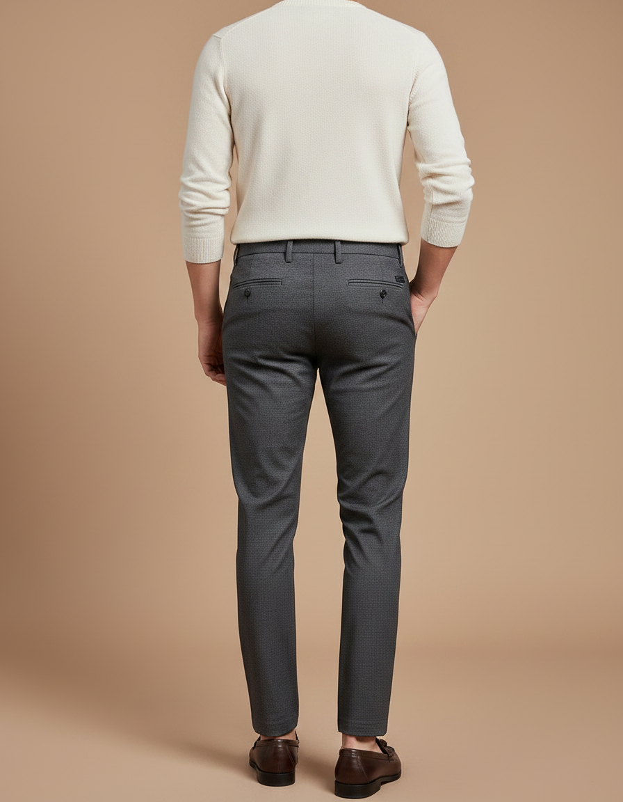 Pantalon Chino Gris Slim Élégant Business Homme - Laine - vue 2