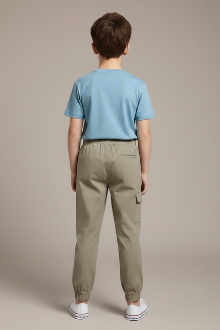 Pantalon Chino Kaki Coton Cargo Garçon Décontracté - vue 2