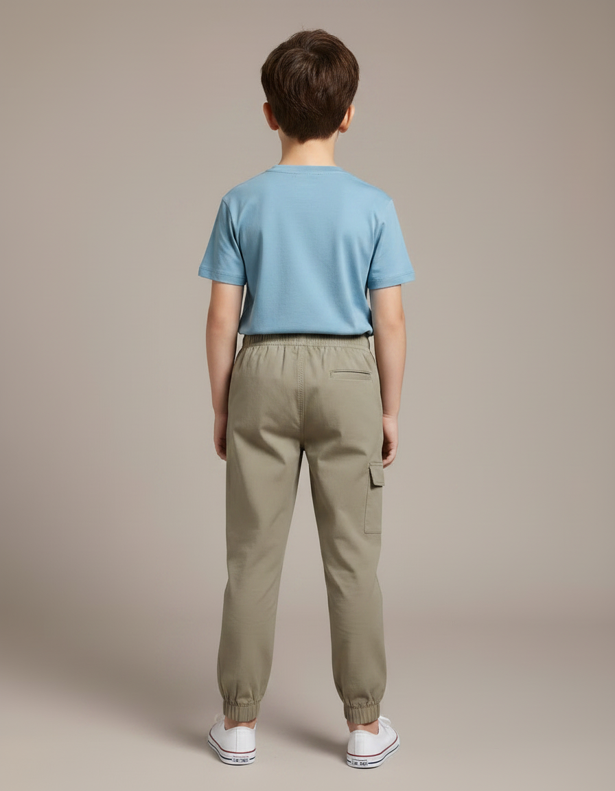 Pantalon Chino Kaki Coton Cargo Garçon Décontracté - vue 2