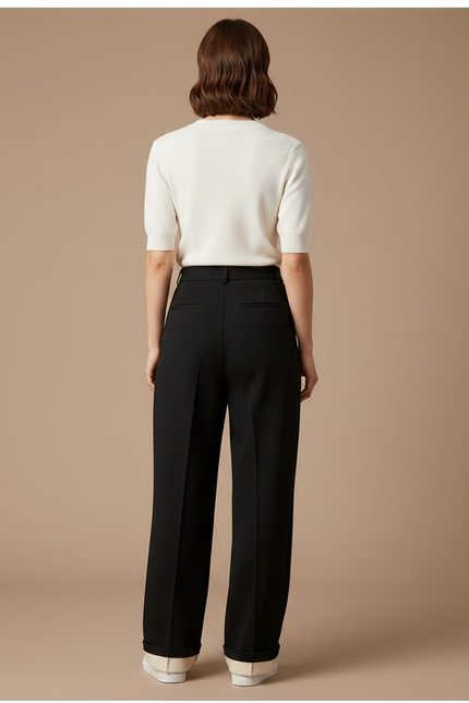 Pantalon Chino Noir Ample Fluide Hiver Chaud - Gabardine - vue 2