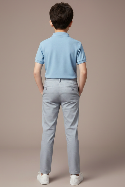 Pantalon Chino Gris Clair Slim Coton Enfant - vue 2